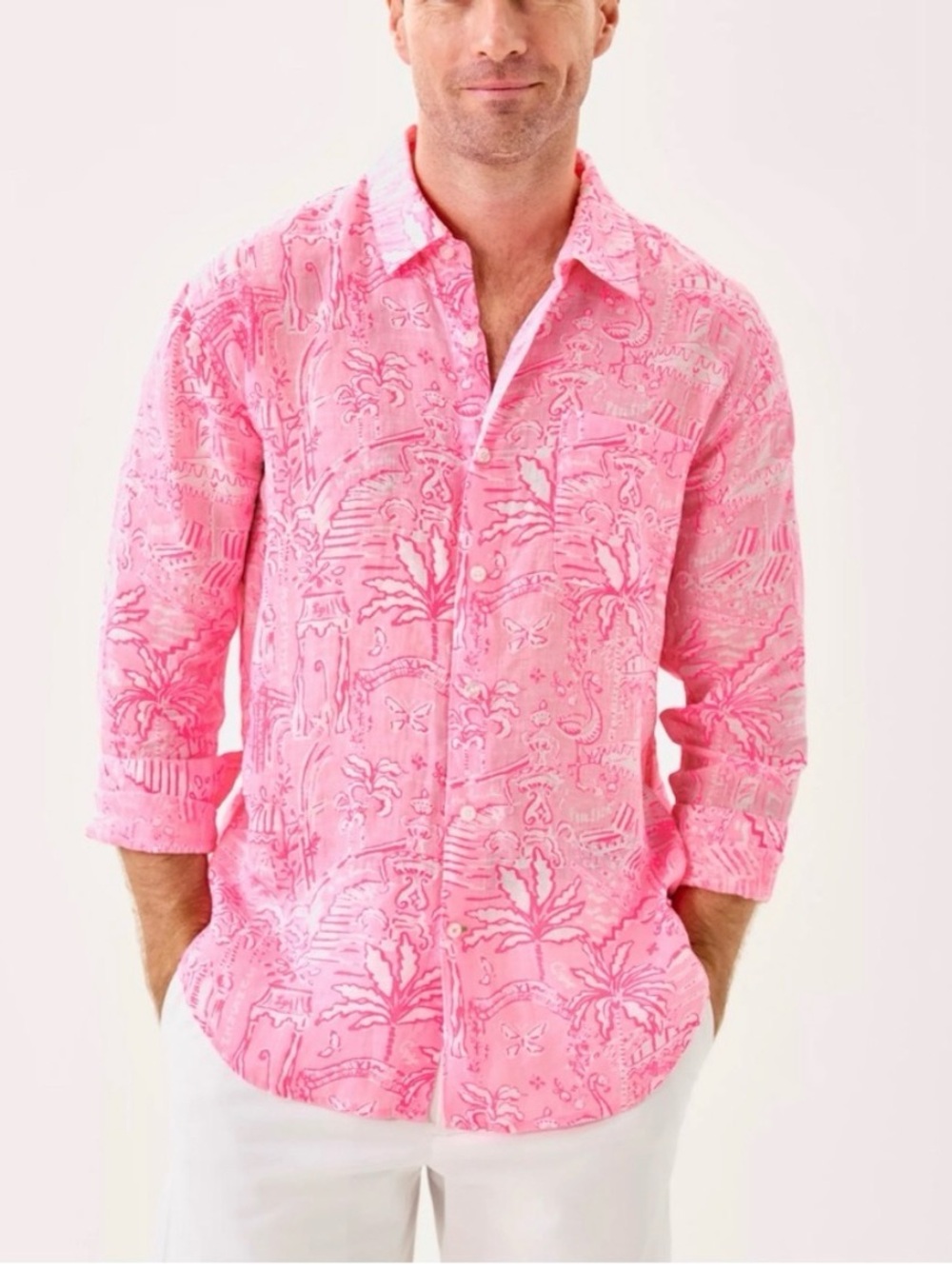 Lilly Pulitzer Men’s Addison Conch Shell Pink Penny’s Playground Shirt